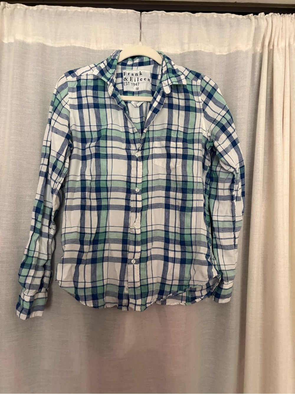 Frank & Eileen Blue, Green & White Plaid Shirt